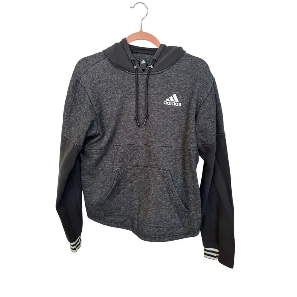Adidas Hoodie Mens Small (?)‎ Pullover Gray Sweatshirt Workout Running READ
